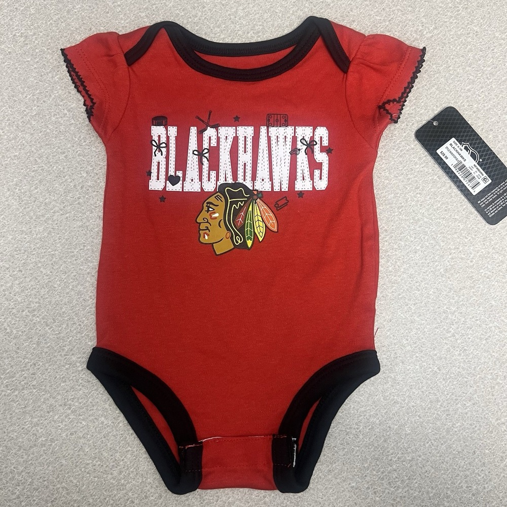Chicago Blackhawks NHL Red One Piece Girls Bodysuit 0-3 Months NWT Msrp‎ $29